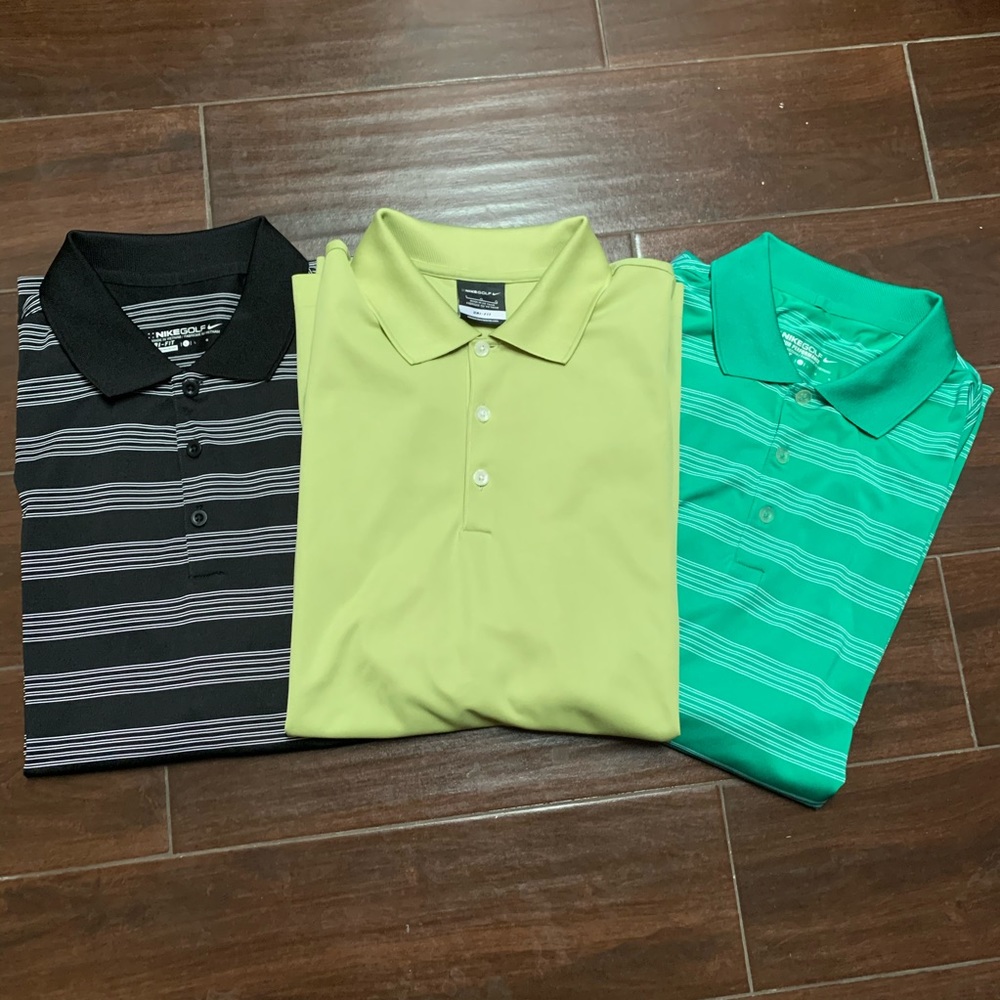 Lot 3 Nike dri fit golf shirts L